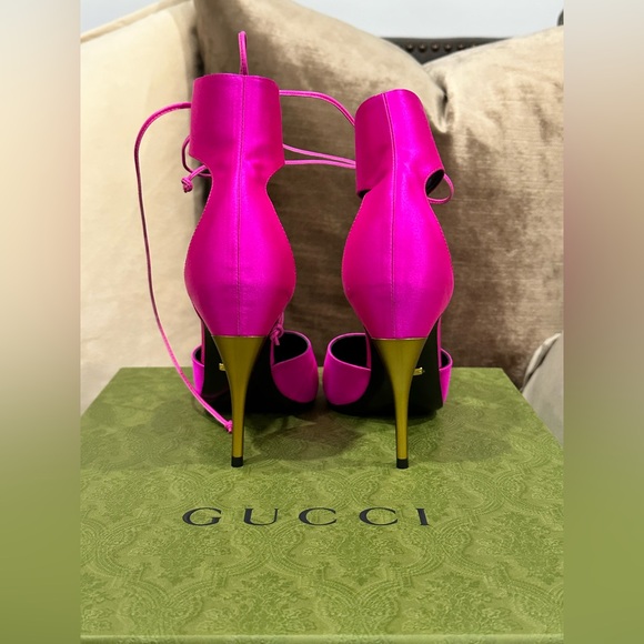 Gucci Satin Ankle-Cuff Heels - Picture 5 of 14